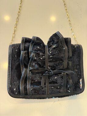 Valentino Black Sequin Metallic Crossbody Bag